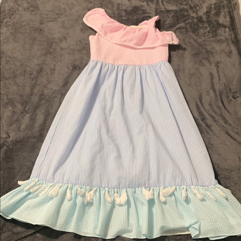 Rare Editions Pink and Blue Striped Dress
